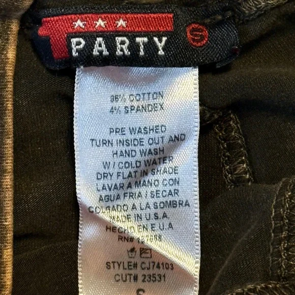 T Party Boho Western Studded Fringe Flare Pants Brown Acid Wash Size Small - Picture 7 of 10